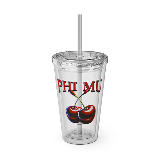 Phi Mu Sunsplash Tumbler with Straw, 16oz