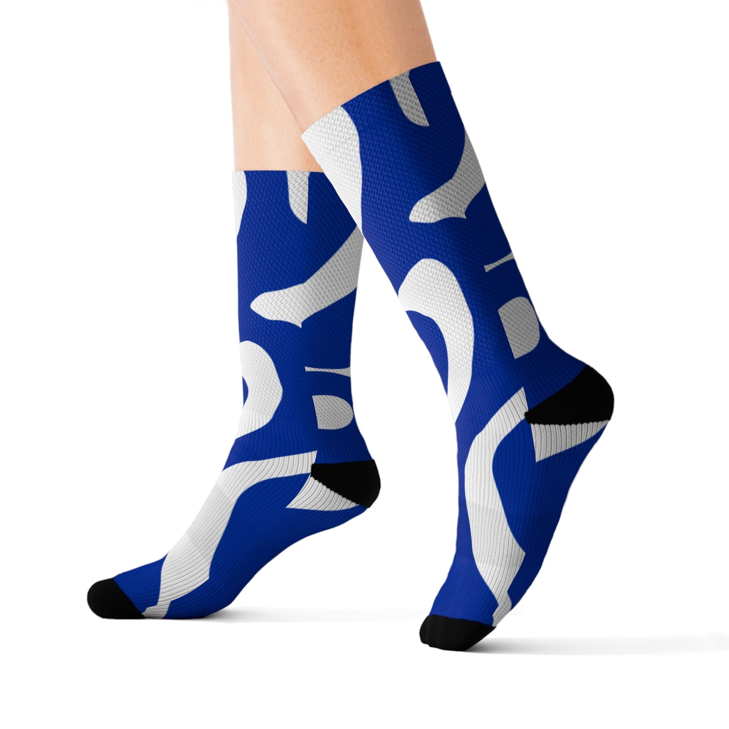 Blue & White Sublimation Socks