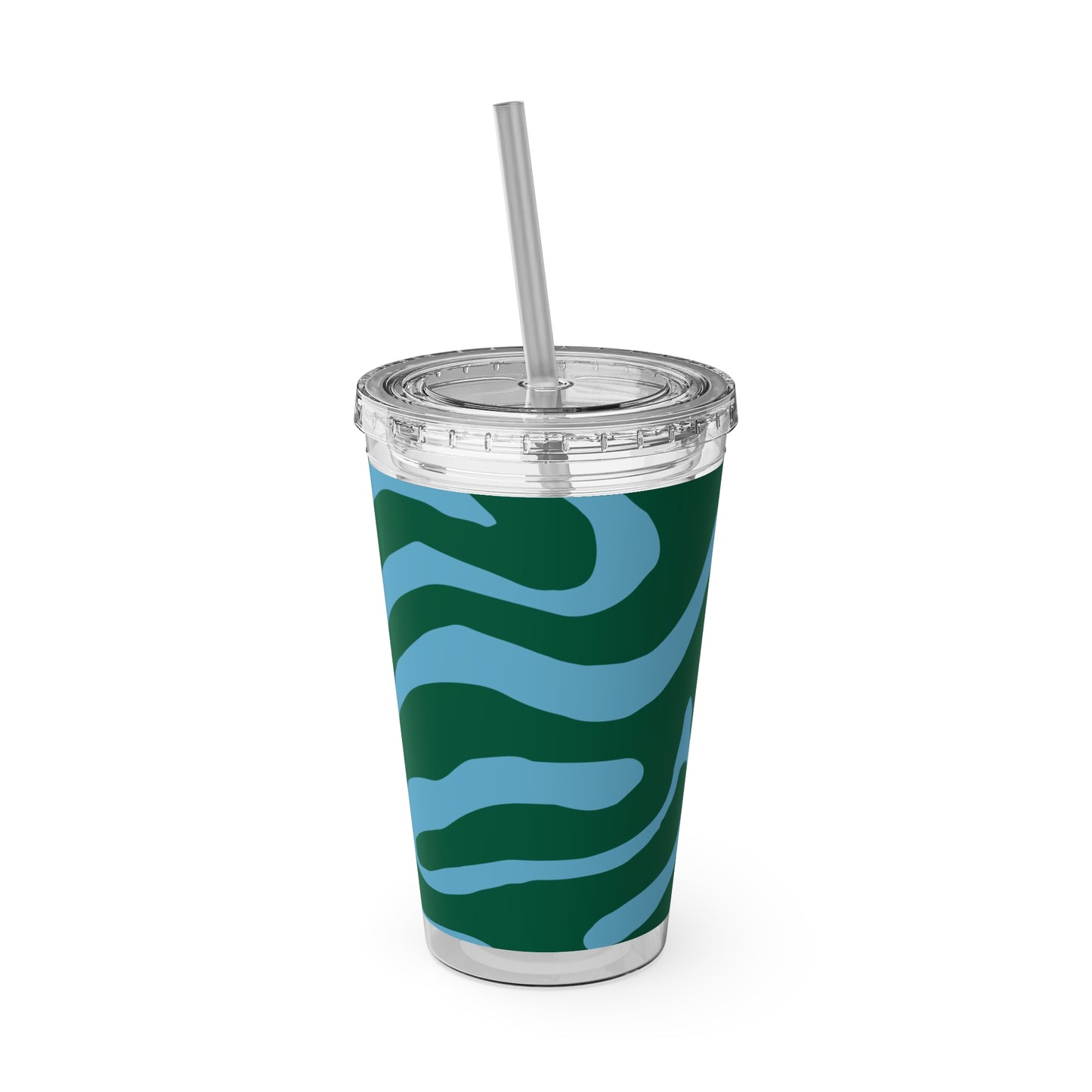 Blue & Green Sunsplash Tumbler with Straw, 16oz