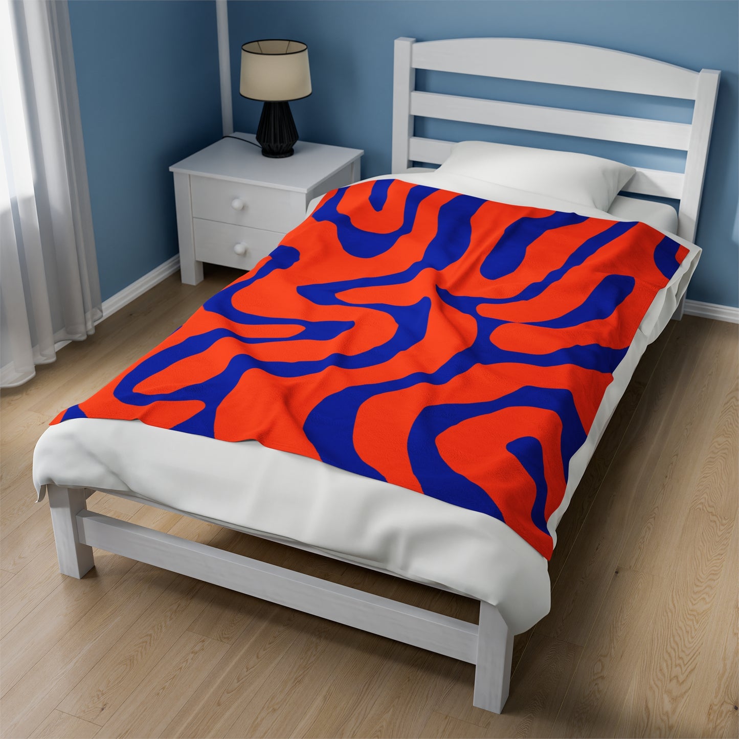 Orange and Blue Velveteen Plush Blanket