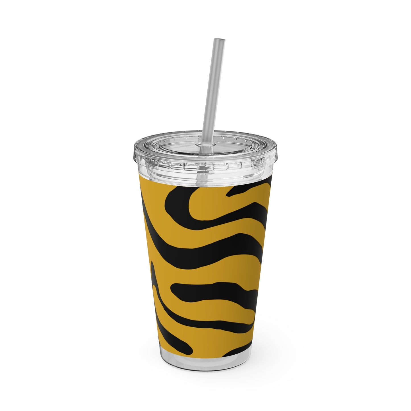 Black and Yellow Sunsplash Tumbler with Straw, 16oz