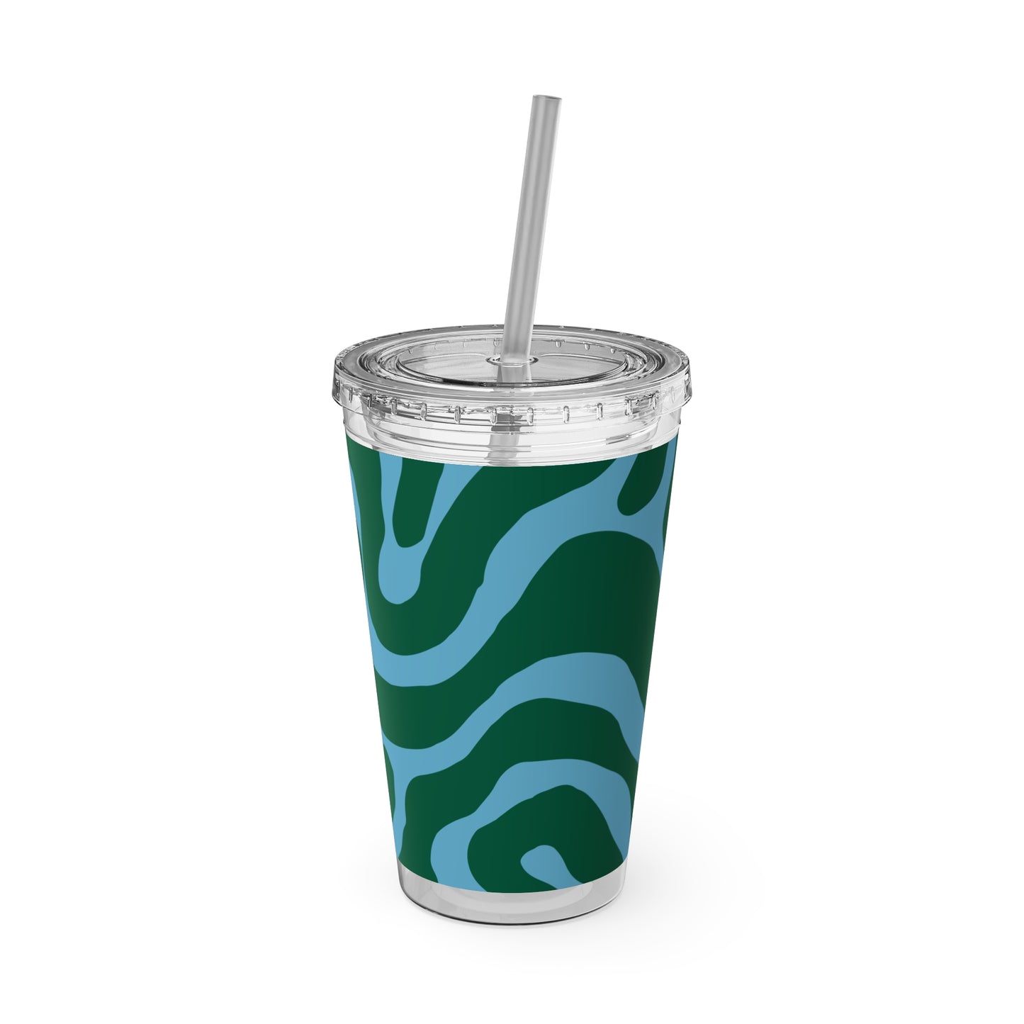 Blue & Green Sunsplash Tumbler with Straw, 16oz