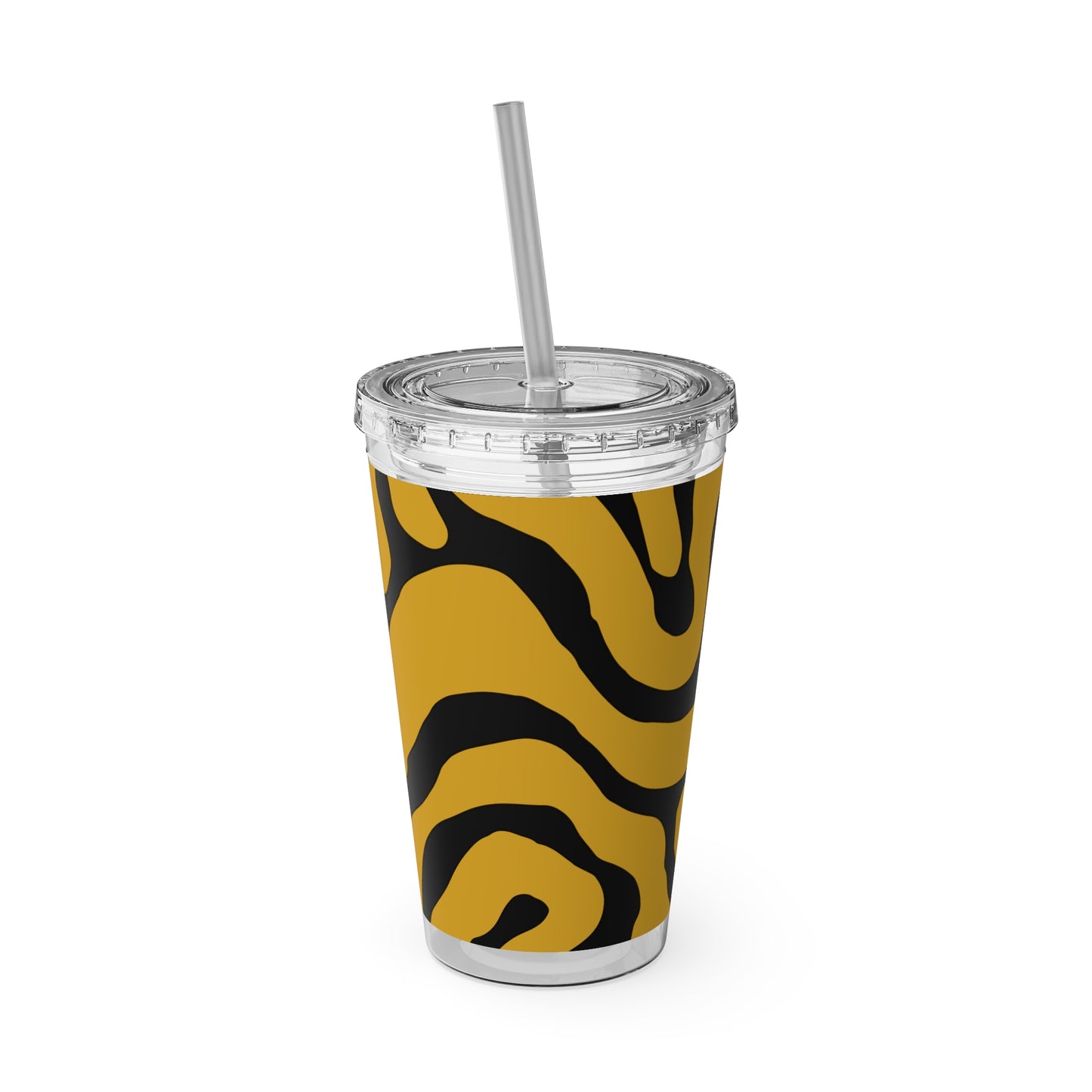 Black and Yellow Sunsplash Tumbler with Straw, 16oz