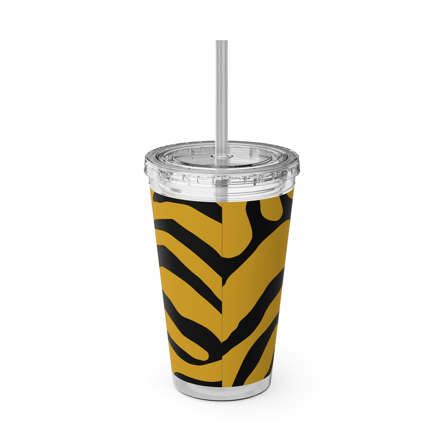 Black and Yellow Sunsplash Tumbler with Straw, 16oz