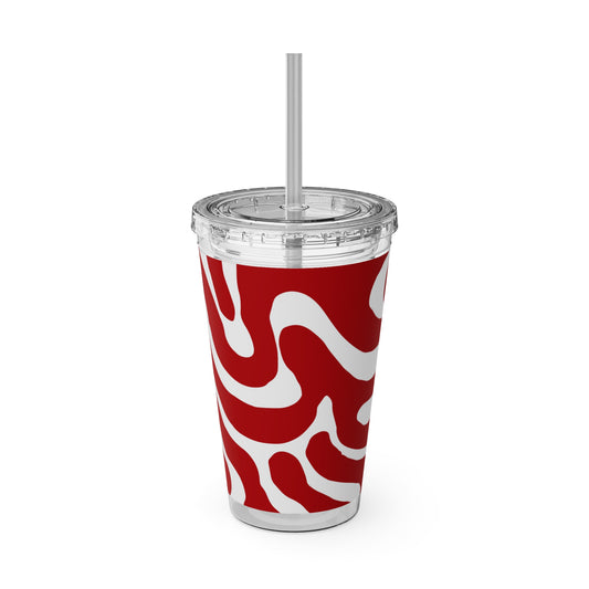 Red & White Sunsplash Tumbler with Straw, 16oz