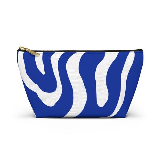 White & Blue Accessory Pouch w T-bottom