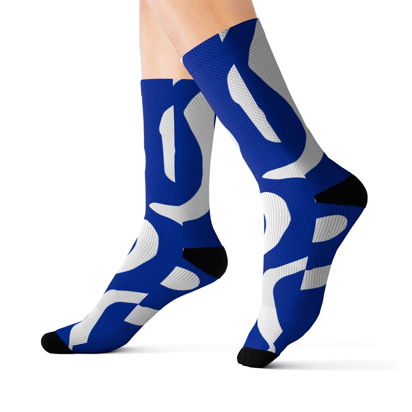 Blue & White Sublimation Socks