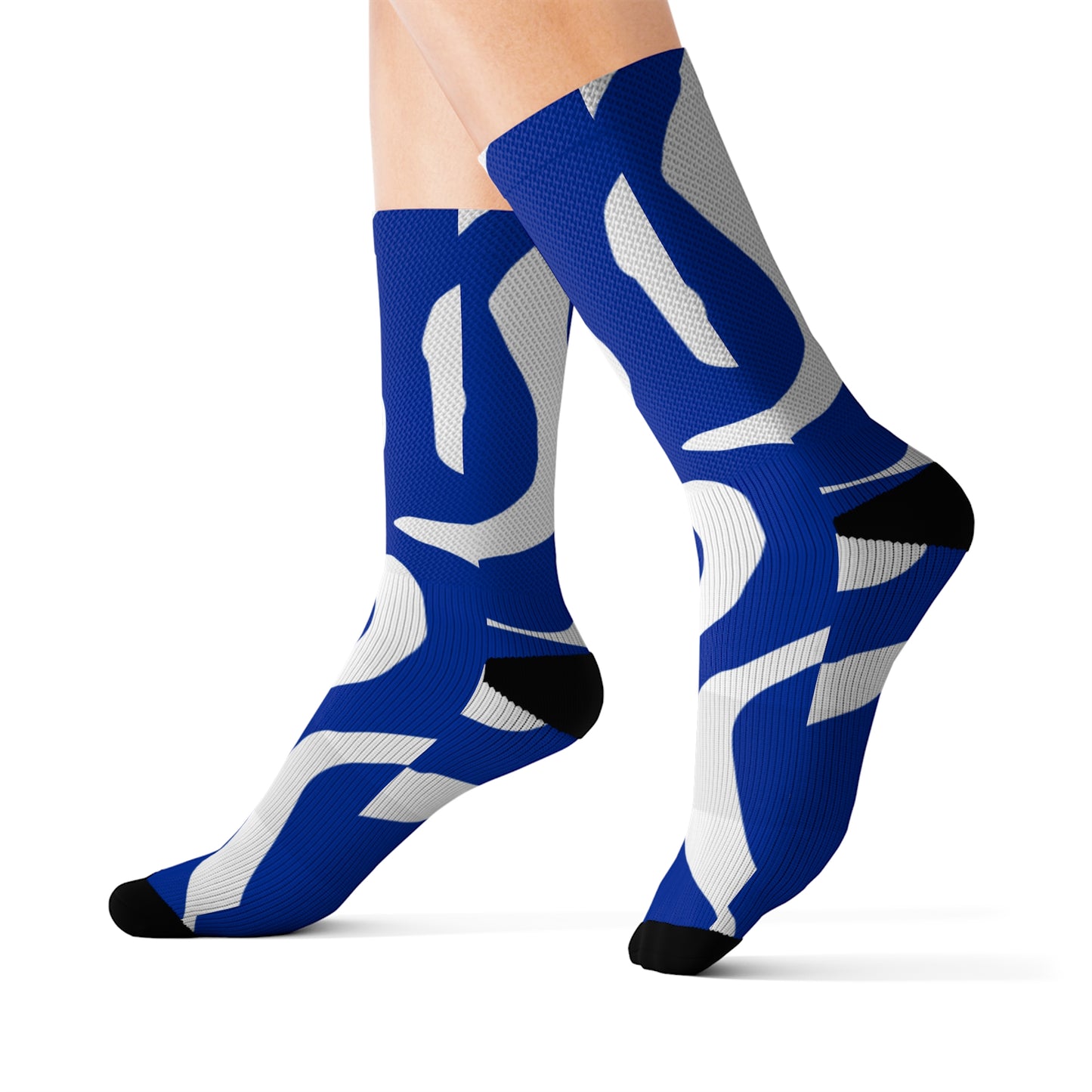 Blue & White Sublimation Socks