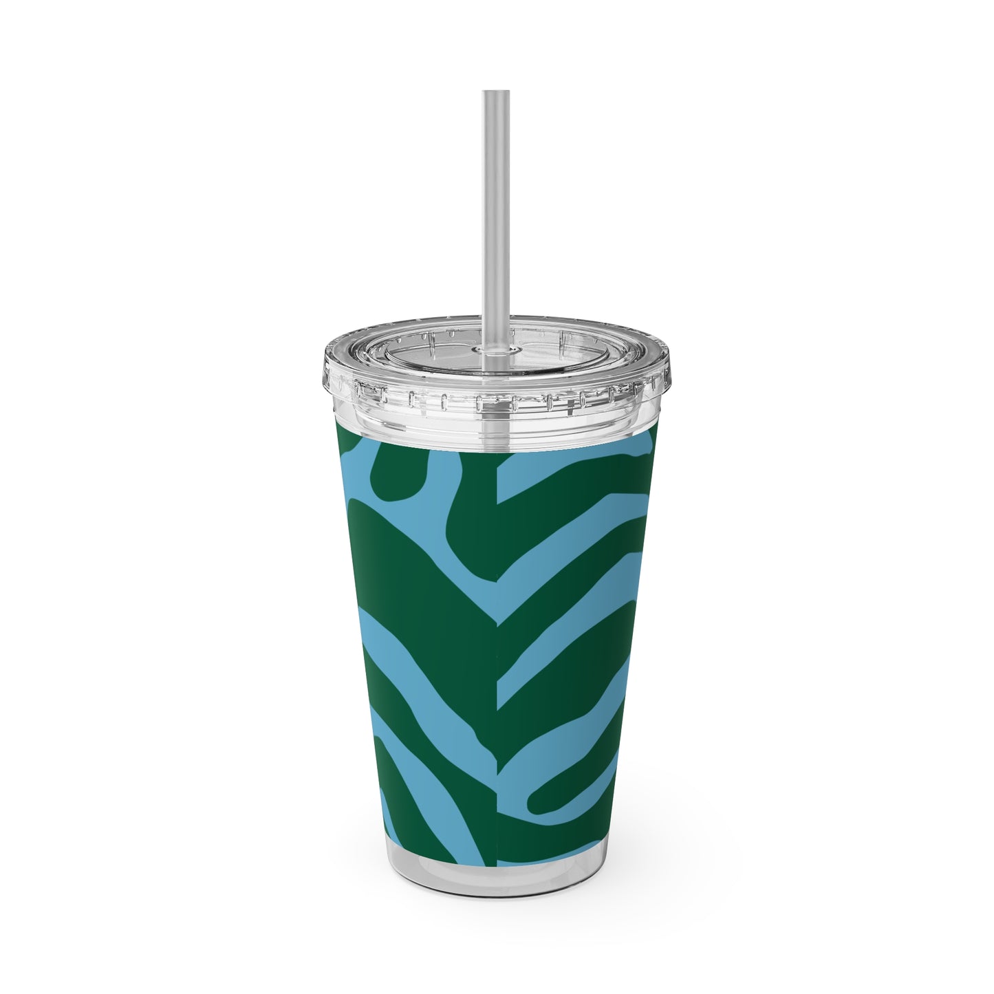 Blue & Green Sunsplash Tumbler with Straw, 16oz