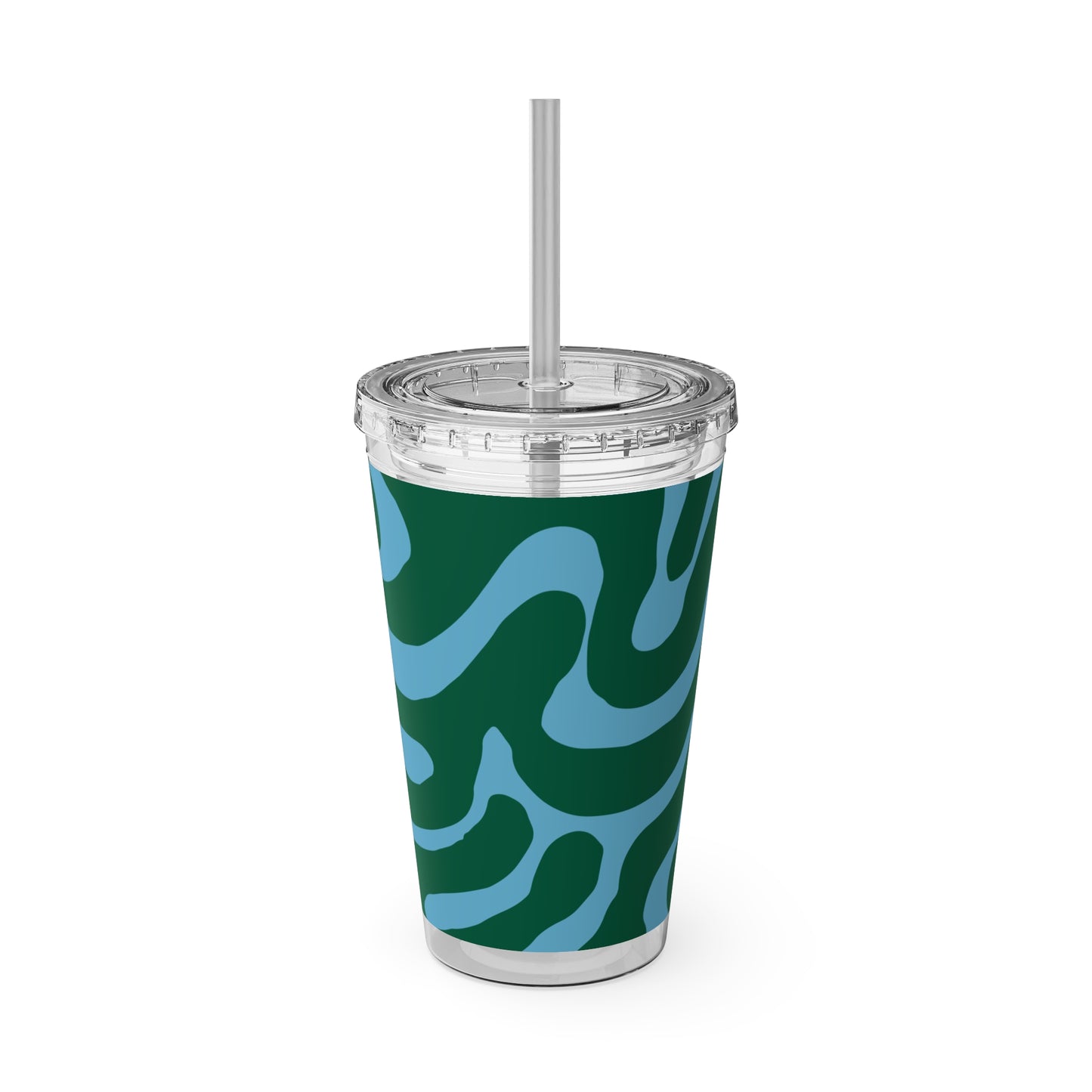 Blue & Green Sunsplash Tumbler with Straw, 16oz